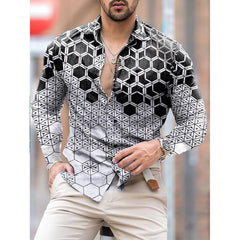 Fashion Luxury Men Shirts Single Breasted Shirt Casual Red Heraldic Print Long Sleeve Tops Men's Clothing Hawaii Party Cardigan