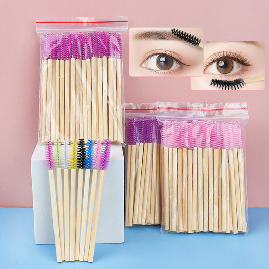 50 PCS BAMBOO Handle Brosses pour les cils jetables Broussures jetables Extension de caches Mascara MASCARA