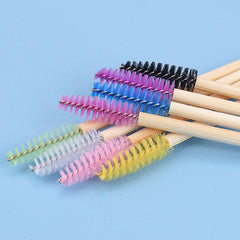 50 PCS BAMBOO Handle Brosses pour les cils jetables Broussures jetables Extension de caches Mascara MASCARA