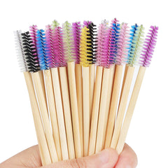 50 Pcs Bamboo Handle Eyelash Brushes Disposable Eyebrow Brush Eyelash Extension Mascara Wands Applicator Women Makeup Tools