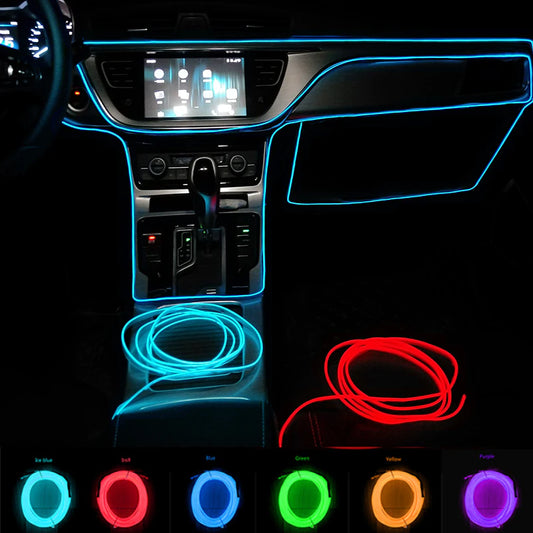 Lámparas decorativas interiores de automóvil Strips Atmósfera Lámpara fría Consola decorativa Consola Auto LED Ambient Luces 1/2/3/4/5M