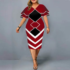 Autumn Digital Print Flying Sleeves Plus Size Women's Clothing Fashion Casual All-fitting Loose Dress