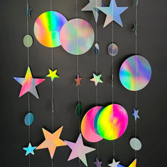 Christmas Rainbow Colors Star Flower Round Garland Ornnnnnnaments Birthday Wedding Fiest Organize Decoración del lugar