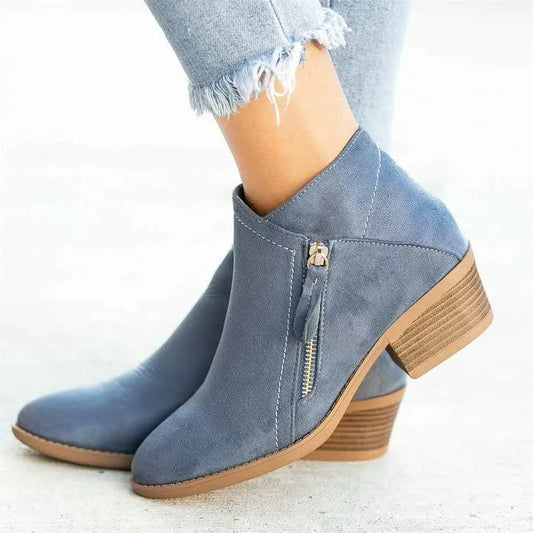 Women's Suede Zipper Ankle Boots