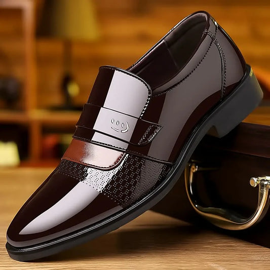 Men's Low Top Patent Glossy Plus Size British Style Formal Dress Casual Pumps Shoes