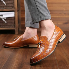 Herren-Slip-on Split Leder Gingham Schuhe