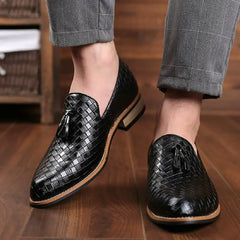 Herren-Slip-on Split Leder Gingham Schuhe