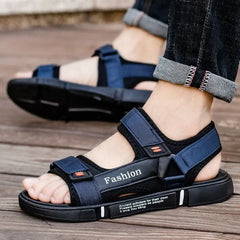 Young Men Flat Velcro Hollow Casual Open Toe Summer Beach Anti-slip All-fitting Sandals