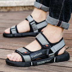 Young Men Flat Velcro Hollow Casual Open Toe Summer Beach Anti-slip All-fitting Sandals