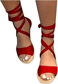 Sommer Flat Heels Frauenschuhe Verband Binden Sandalen Krawatten