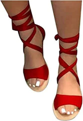 Summer Flat Heels Female Women's Shoes Bandage Tie Sandals