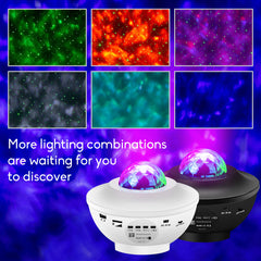 Gwiazda LED Galaxy Projektor Ocean Wave Night Light Room Rotat Starry Sky Projectors Lampa Dekoracja Maison Pink Syceal Decor