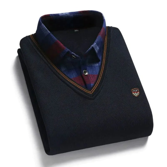 Collar de dos piezas para hombres suéter de collar de dos piezas de mediana