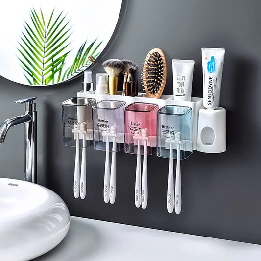 Multifunctional Toothbrush Holder Mouth Cup Set Without Studs Tooth Cup Holder Toothpaste Squeezer Tooth Cup Rack Wash Cup