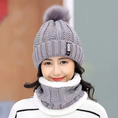 Unisex Warm Windproof Knitted Hat and Scarf Set