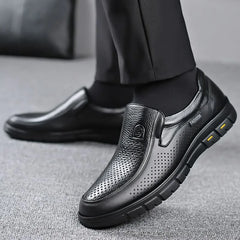 Mens Flat Loafers Leather Driving Slip On Boat Shoes Black Casual Walking Boots