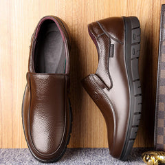 Mens Flat Loafers Leather Driving Slip On Boat Shoes Black Casual Walking Boots