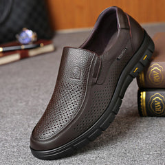 Mens Flat Loafers Leather Driving Slip On Boat Shoes Black Casual Walking Boots