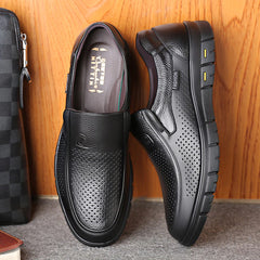 Mens Flat Loafers Leather Driving Slip On Boat Shoes Black Casual Walking Boots