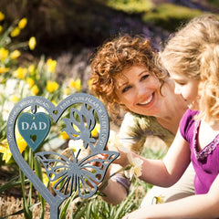 Stake Memorial - Stavo commemorativo a forma di cuore per all'aperto, tag giardino stagile per inserti decorazioni di carte, papà Mom marito regali all'aperto per la legge del cortile del patio weeyutix