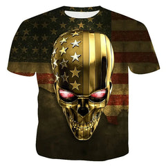 Men's Halloween Summer Slim-fit Skeleton Printing Short Sleeve Stylish T Shirt