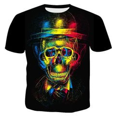 Men's Halloween Summer Slim-fit Skeleton Printing Short Sleeve Stylish T Shirt