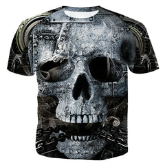 Men's Halloween Summer Slim-fit Skeleton Printing Short Sleeve Stylish T Shirt