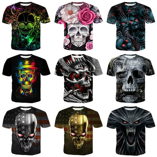 Halloween de Halloween Summer Fit Skeleton Impresión de manga corta Camiseta