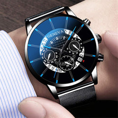 Men's Fashionable Alloy Quartz Watch with Magnetic Mesh Strap