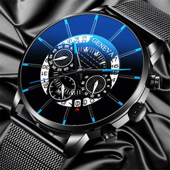 Men's Fashionable Alloy Quartz Watch with Magnetic Mesh Strap