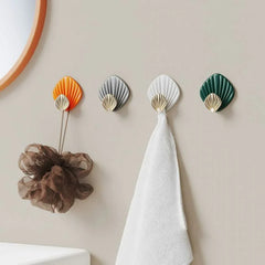 Shell Without Studs Strong Paste Load-bearing Behind Viscose Door Bathroom Wall Kitchen Key Seamless Clothes Pegs 4 Pieces