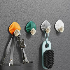 Shell Without Studs Strong Paste Load-bearing Behind Viscose Door Bathroom Wall Kitchen Key Seamless Clothes Pegs 4 Pieces