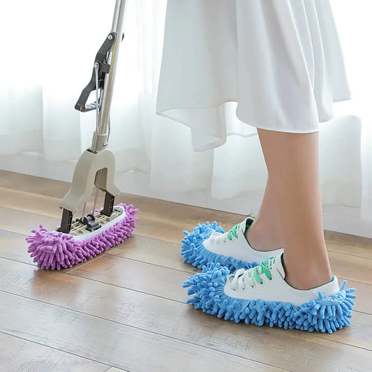 Mop Slippers House Cleaning Dust Elimination Lazy Floor Wall Dust Elimination Cleansing Foot Shoe Covers Washable Reusable Superfine Fiber