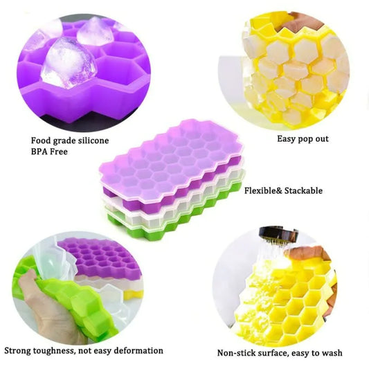 Meilleur 37 Grille Silicone Popsicle Moule de glace Moule de glace Créatif DIY Honeycomb Forme carrée Cube d'outil de boisson froide