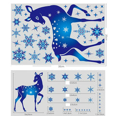 Christmas Decorations Snowflake Sticker Window Decoration Blue Elk Static Electricity Sticker