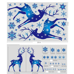 Christmas Decorations Snowflake Sticker Window Decoration Blue Elk Static Electricity Sticker