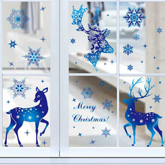 Christmas Decorations Snowflake Sticker Window Decoration Blue Elk Static Electricity Sticker