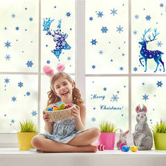 Christmas Decorations Snowflake Sticker Window Decoration Blue Elk Static Electricity Sticker