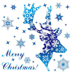 Christmas Decorations Snowflake Sticker Window Decoration Blue Elk Static Electricity Sticker