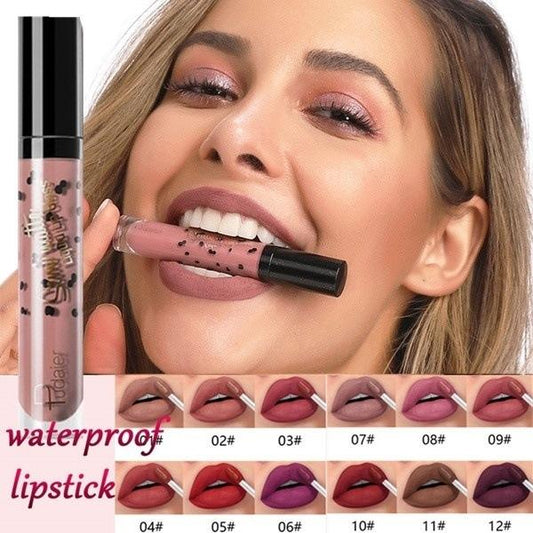 12 Farben wasserdichte Lipglasur Matte Samt Lippenstift Lipgloss