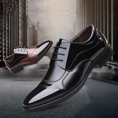 Men's Shoes Formal Dress Shoes Patent Pointed-toe British Style Spliced Business Casual Gentleman Pumps