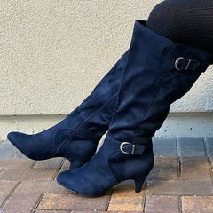 Mujeres de talla grande y cómoda versátil versátil Anti-slip Wear Resistant Botthip Flat Commuting Long Long Boots Long