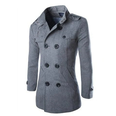 Casual Men's Warm Double Breasted Lapel Long Sleeves Casual Coat Overcoat