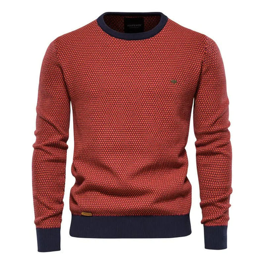 Men's Casual Contrast Color Trendy Pullover Knitwear