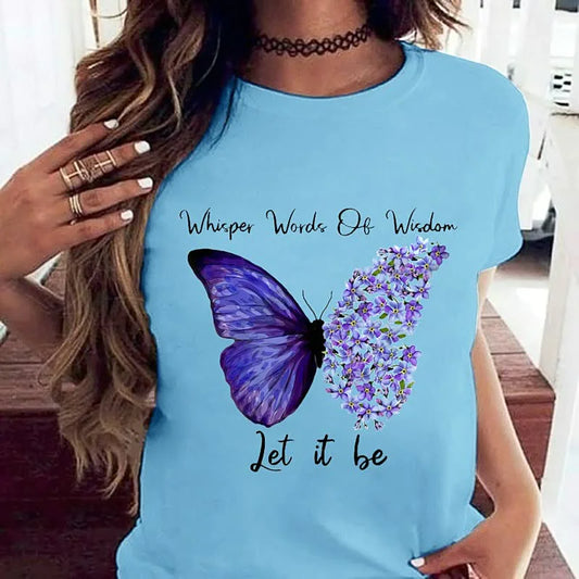 Whisper of Hippie Shirt Fashion Women's Short Short Short-Shirt Accenite It Women's T-shirt T-shirt