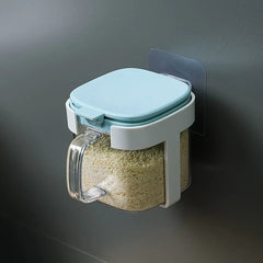 Wall-mounted Seasoning Box with Cover Salt Shaker Combo Home Spoon Storage Box