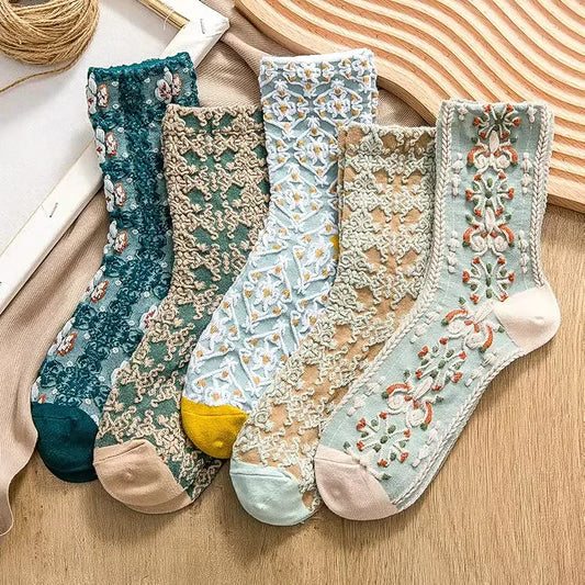 Frau Socken Lolita Socken Spitzen Blumensocken