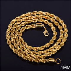 18K Gold Plated Twisted Chain Necklace and Bracelet Set