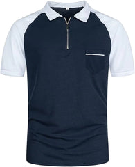 Herren Kurzarm Polo-Shirts Viertel-Zip lässig tägliche Fit v Hals Basic-entworfene Hemden