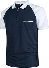 Polo à manches courtes pour hommes Quarter-zip Casual Daily Fit V Neck Basic conçu des chemises